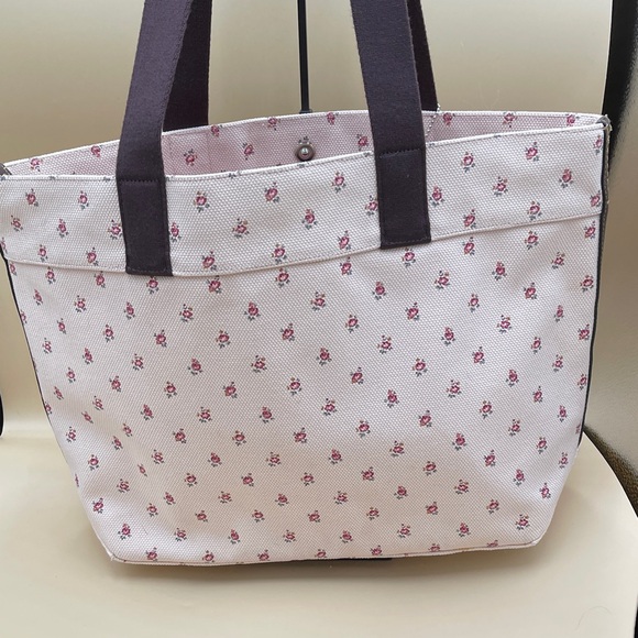 COACH Pink Floral Star Canvas Tote with Purple - Picture 8 of 12